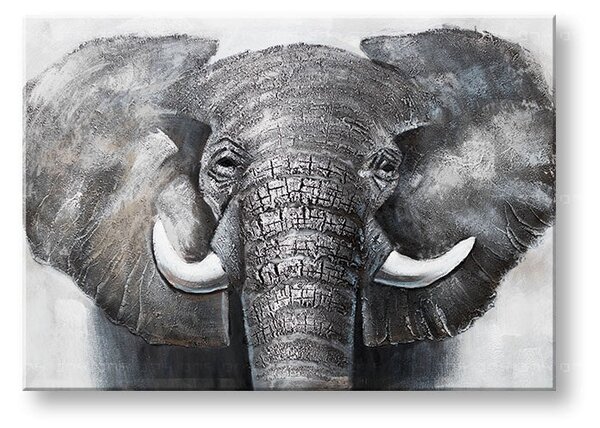 Malovaný obraz na stěnu SLON 1 díl - 100x70 cm - 100×70 cm / Klasický 2 cm