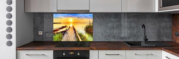 Dekorační panel sklo Loď a molo pksh-180615214