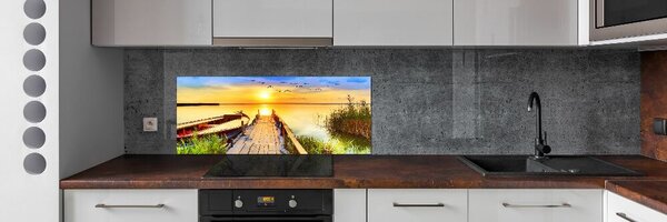 Dekorační panel sklo Loď a molo pksh-180615214
