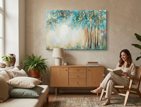 Malovaný obraz na stěnu STROM 1 díl 90x60 cm - 90×60 cm / Klasický 2 cm