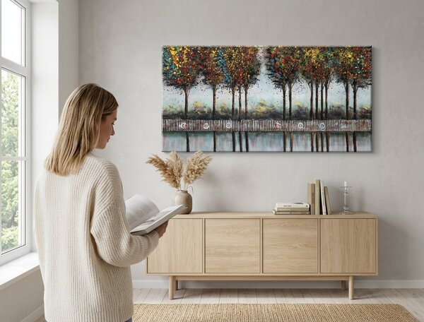 Malovaný obraz na stěnu STROMY 1 díl 100x50 cm - 100×50 cm / Klasický 2 cm