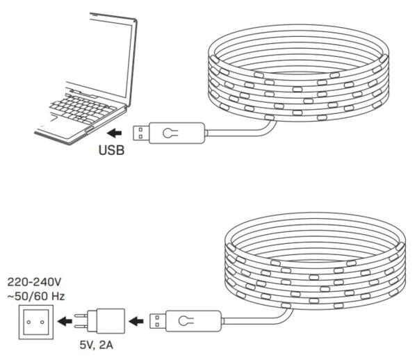 LED RGB řetěz LED/10W/5V 10 m USB + dálkové ovládání