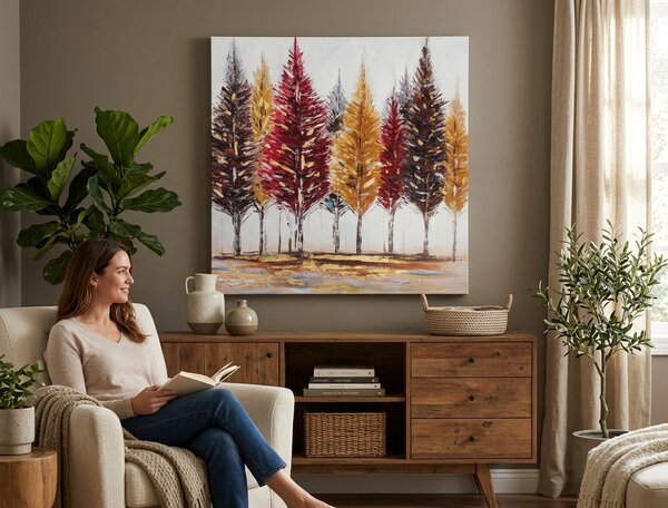 Malovaný obraz na stěnu STROMY 1 díl 70x70 cm - 70×70 cm / Klasický 2 cm