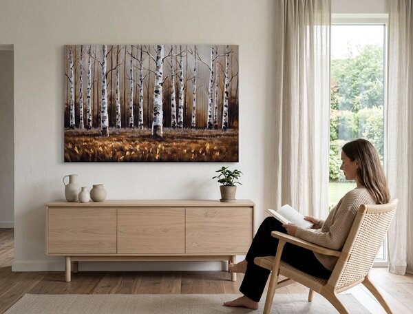 Malovaný obraz na stěnu STROMY 1 díl 90x60 cm - 90×60 cm / Klasický 2 cm