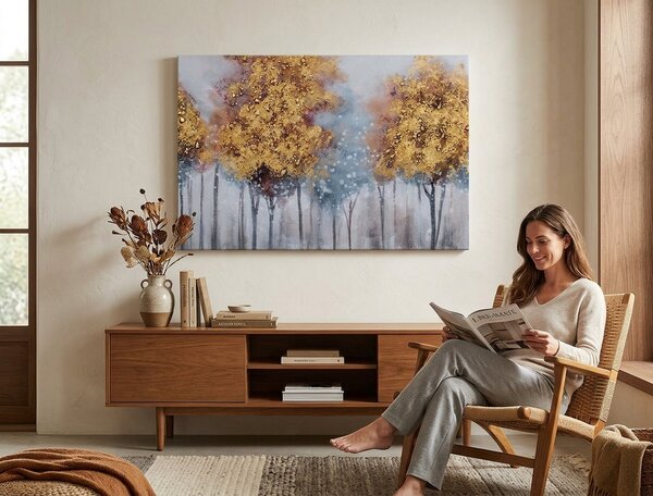 Malovaný obraz na stěnu STROMY 1 díl 90x60 cm - 90×60 cm / Klasický 2 cm