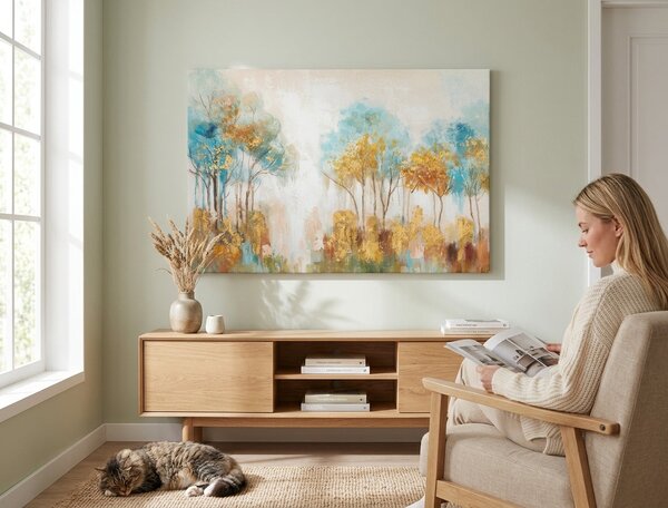 Malovaný obraz na stěnu STROMY 1 díl - 90x60 cm - 90×60 cm / Klasický 2 cm