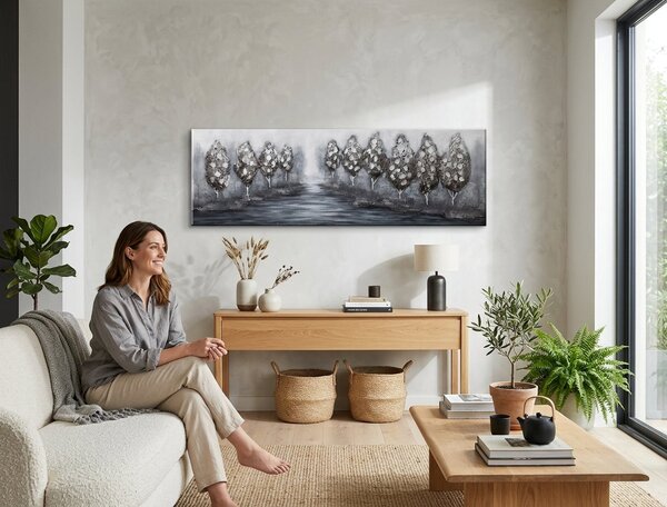 Malovaný obraz na stěnu STROMY 1 díl - 150x50 cm - 150×50 cm / Klasický 2 cm