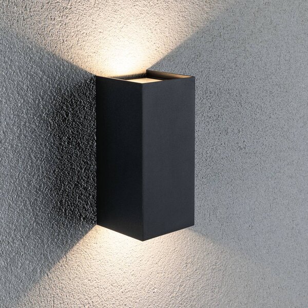 Paulmann LED venkovní nástěnné svítidlo Flame, 22 cm, antracitová, nahoru/dolů, Černá, Hliník, Moderní, Nástěnné svítidlo