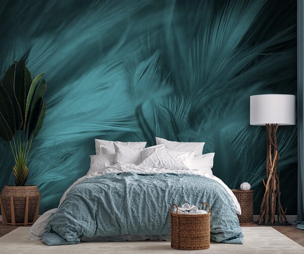 Fototapeta Měkké teal peří v jemných vlnách, Designové fototapety na zeď, Populární fototapety, u73700 - Tapeko.co.cz