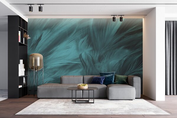 Fototapeta Měkké teal peří v jemných vlnách, Designové fototapety na zeď, Populární fototapety, u73700 - Tapeko.co.cz