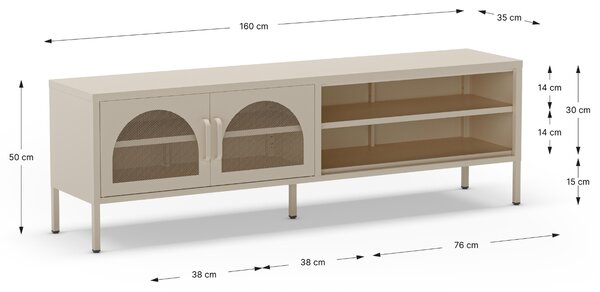 Marckeric Kovový TV stolek Diora 160 x 35 cm