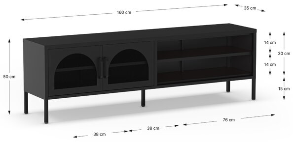 Marckeric Kovový TV stolek Diora 160 x 35 cm