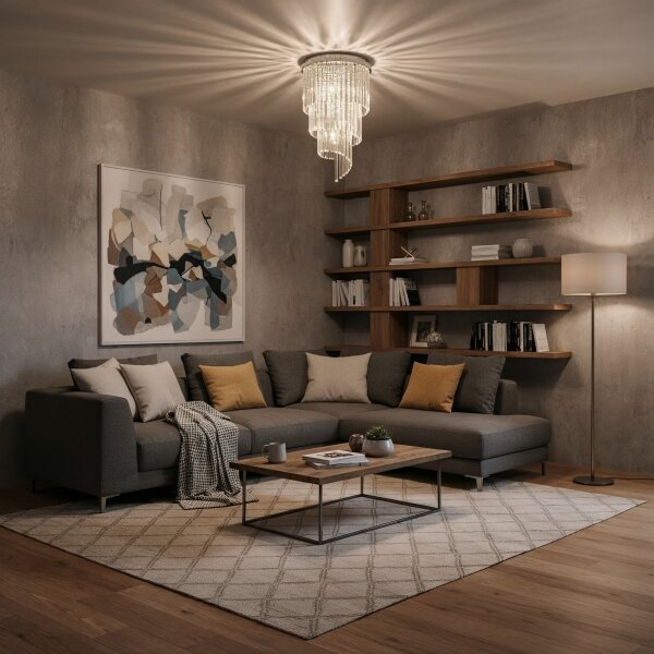Ideal Lux-Křišťálový přisazený lustr CARLTON 8xE14/40W/230V pr.40cm lesklý chrom
