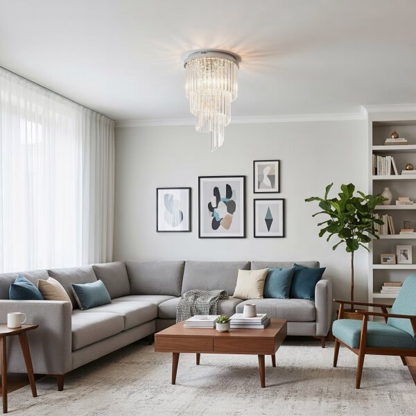 Ideal Lux-Křišťálový přisazený lustr CARLTON 8xE14/40W/230V pr.40cm lesklý chrom