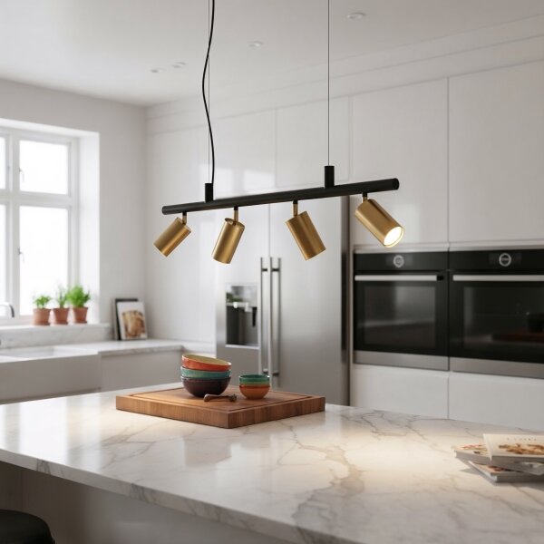 Ideal Lux - LED Lustr na lanku DYNAMITE 4xGU10/7W/230V CRI 90 černá/mosaz