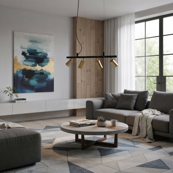 Ideal Lux - LED Lustr na lanku DYNAMITE 4xGU10/7W/230V CRI 90 černá/mosaz
