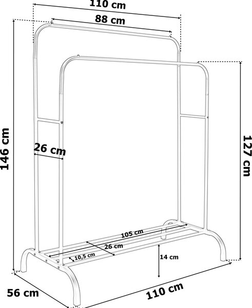 TZB Dvojitý věšák BENI 110 cm bílý
