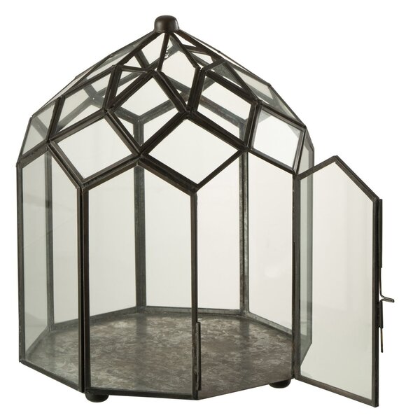 Černý kovový domácí skleník Terrarium - 23*23*30cm - J-Line by Jolipa
