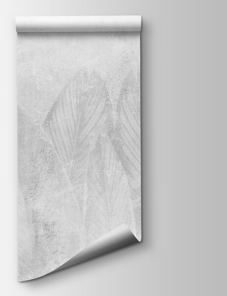 Fototapeta Bílé a šedé pozadí s listy, 3D fototapety, Populární fototapety, u73876 - Tapeko.co.cz