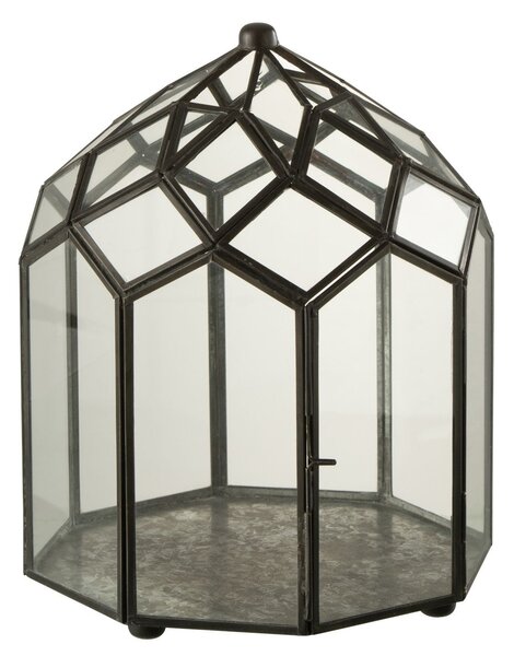 Černý kovový domácí skleník Terrarium - 23*23*30cm - J-Line by Jolipa