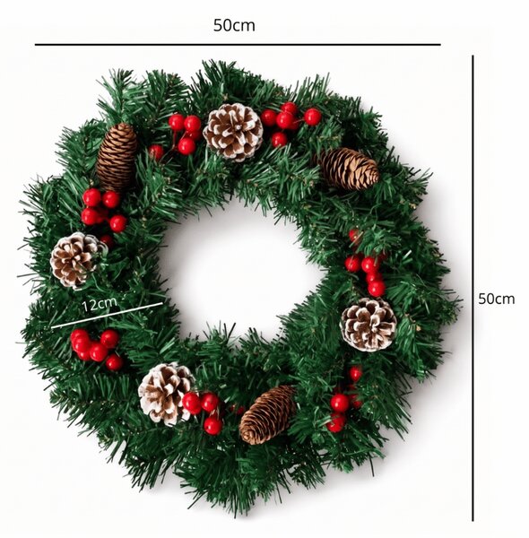 Adventní věnec na dveře COSY GLOW 50 cm s LED osvětlením