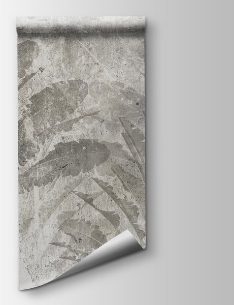 Fototapeta Šedé a bílé pozadí s listy, 3D fototapety, Populární fototapety, u73885 - Tapeko.co.cz