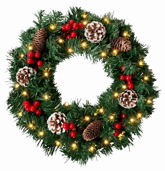 Adventní věnec na dveře COSY GLOW 50 cm s LED osvětlením