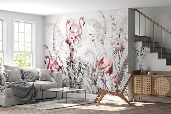 Fototapeta Tapety s plameňáky a ptáky, Designové fototapety na zeď, Populární fototapety, u73919 - Tapeko.co.cz