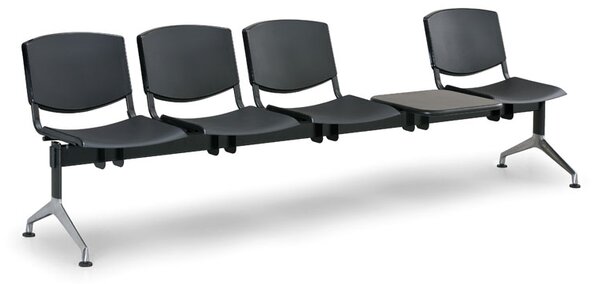 Plastová lavice Design, 4-sedák + stolek, šedá