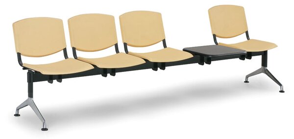 Plastová lavice Design, 4-sedák + stolek, šedá