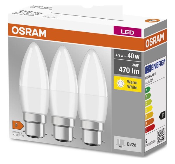 SADA 3x LED Žárovka B38 B22d/4,9W/230V 3000K - Osram