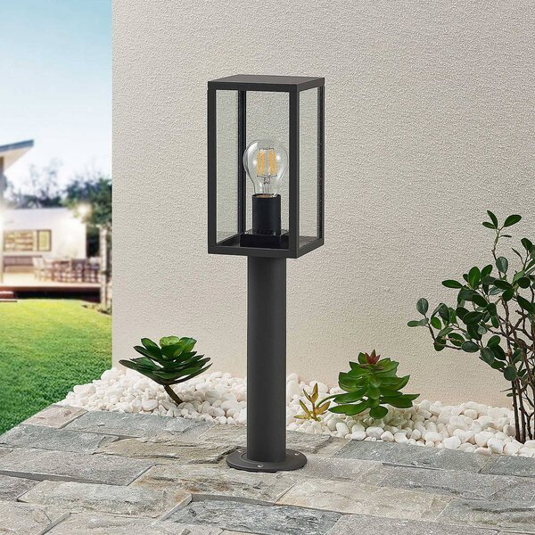 Lindby Podstavné svítidlo Filimon, 50 cm, antracit, IP44, E27, stmívatelný, Černá, Hliník, Moderní
