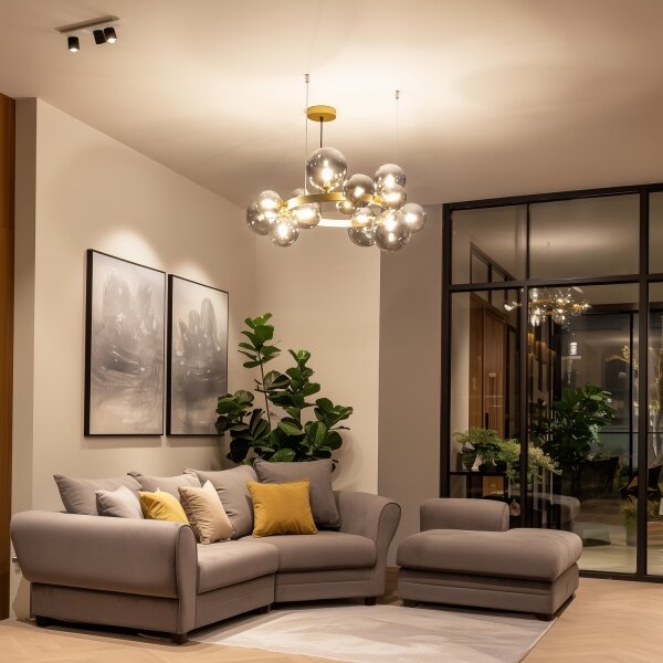 Brilagi - LED Lustr na lanku MILLA 15xG9/3W/230V zlatá/kouřová