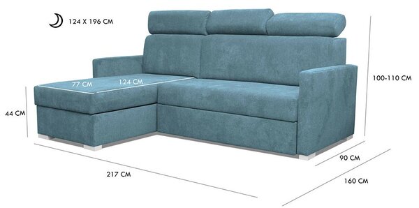 Malá sedací souprava HUGO MINI | 160x217 cm | rozkládací s úložným prostorem | VÝBĚR TKANIN