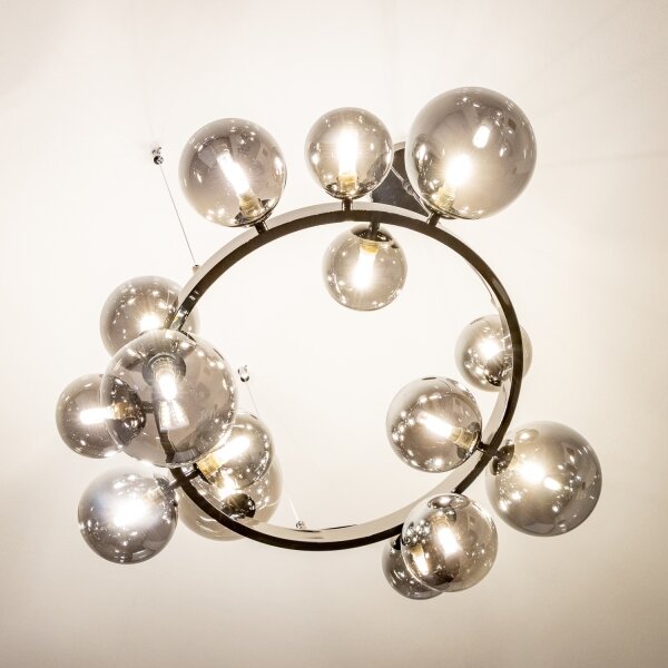 Brilagi - LED Lustr na lanku MILLA 15xG9/3W/230V černý chrom/kouřová