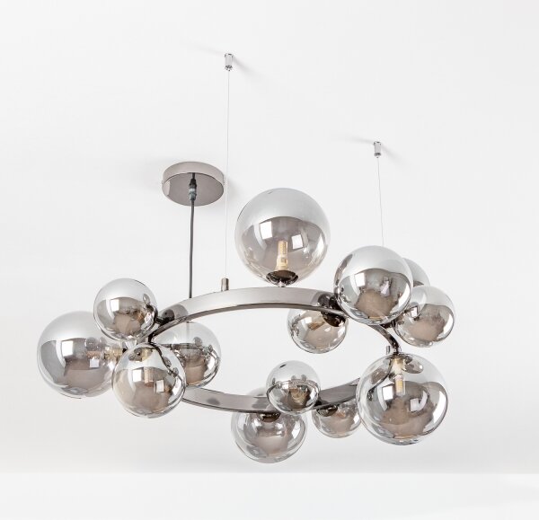 Brilagi - LED Lustr na lanku MILLA 15xG9/3W/230V černý chrom/kouřová