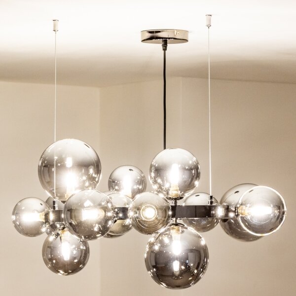 Brilagi - LED Lustr na lanku MILLA 15xG9/3W/230V černý chrom/kouřová