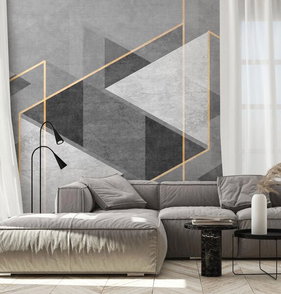 Fototapeta Šedobílý geometrický design, Geometrické 3D fototapety, Populární fototapety, u74080 - Tapeko.co.cz