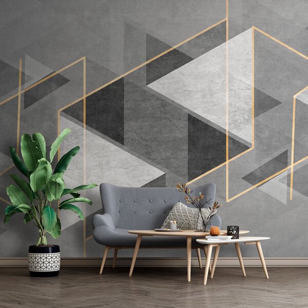 Fototapeta Šedobílý geometrický design, Geometrické 3D fototapety, Populární fototapety, u74080 - Tapeko.co.cz