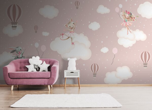 Fototapeta Kočka v tutu na obláčku, Dětské fototapety, Populární fototapety, u74216 - Tapeko.co.cz