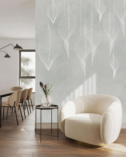 Fototapeta Bílá linie listů, Designové fototapety na zeď, Populární fototapety, u74219 - Tapeko.co.cz