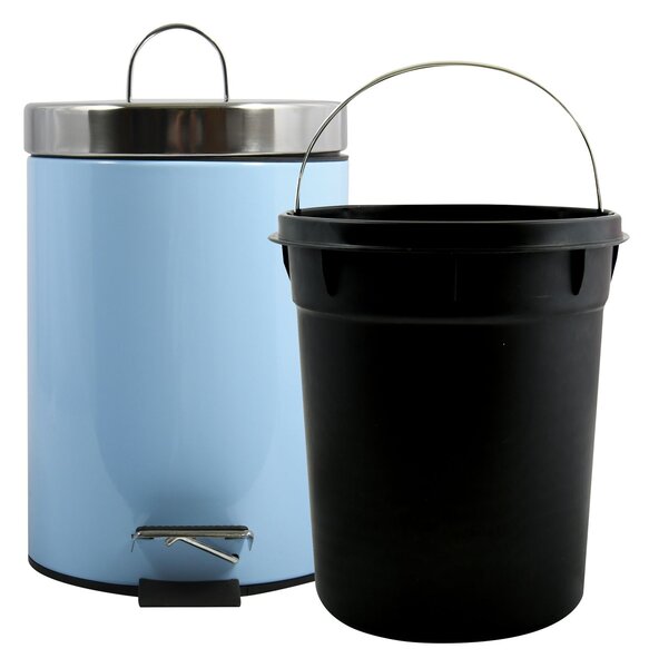 MSV pedálový odpadkový koš UNIS, pastelově modrá, nerez ocel, 3 L