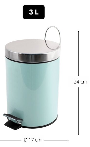 MSV pedálový odpadkový koš UNIS, pastelově zelená, nerez ocel, 3 L