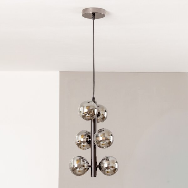 Brilagi - LED Lustr na lanku MILLA 6xG9/3W/230V černý chrom/kouřová