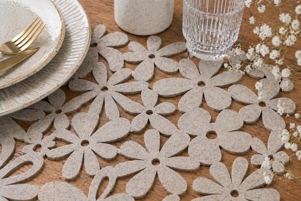 Prostírání filcové květy taupe 40 * 30cm 1000801B