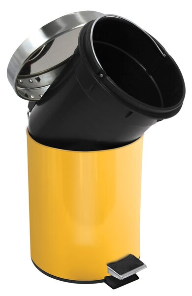 MSV pedálový odpadkový koš UNIS, žlutá, nerez ocel, 3 L
