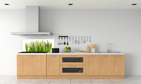Skleněný panel do kuchynské linky Tulipány pksh-28819889