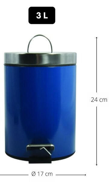 MSV pedálový odpadkový koš UNIS, námořnická modrá, nerez ocel, 3 L