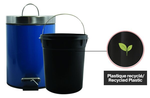 MSV pedálový odpadkový koš UNIS, námořnická modrá, nerez ocel, 3 L