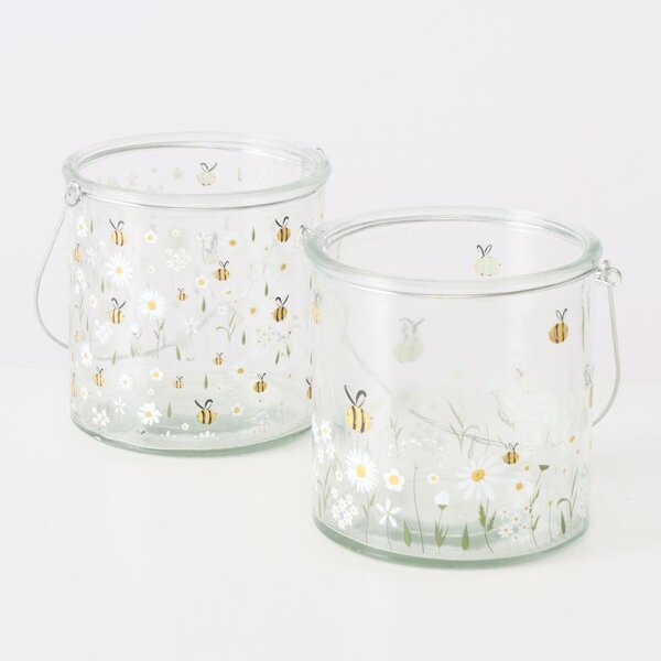 Boltze Home Collections Skleněný svícen Honey s motivem po celé ploše